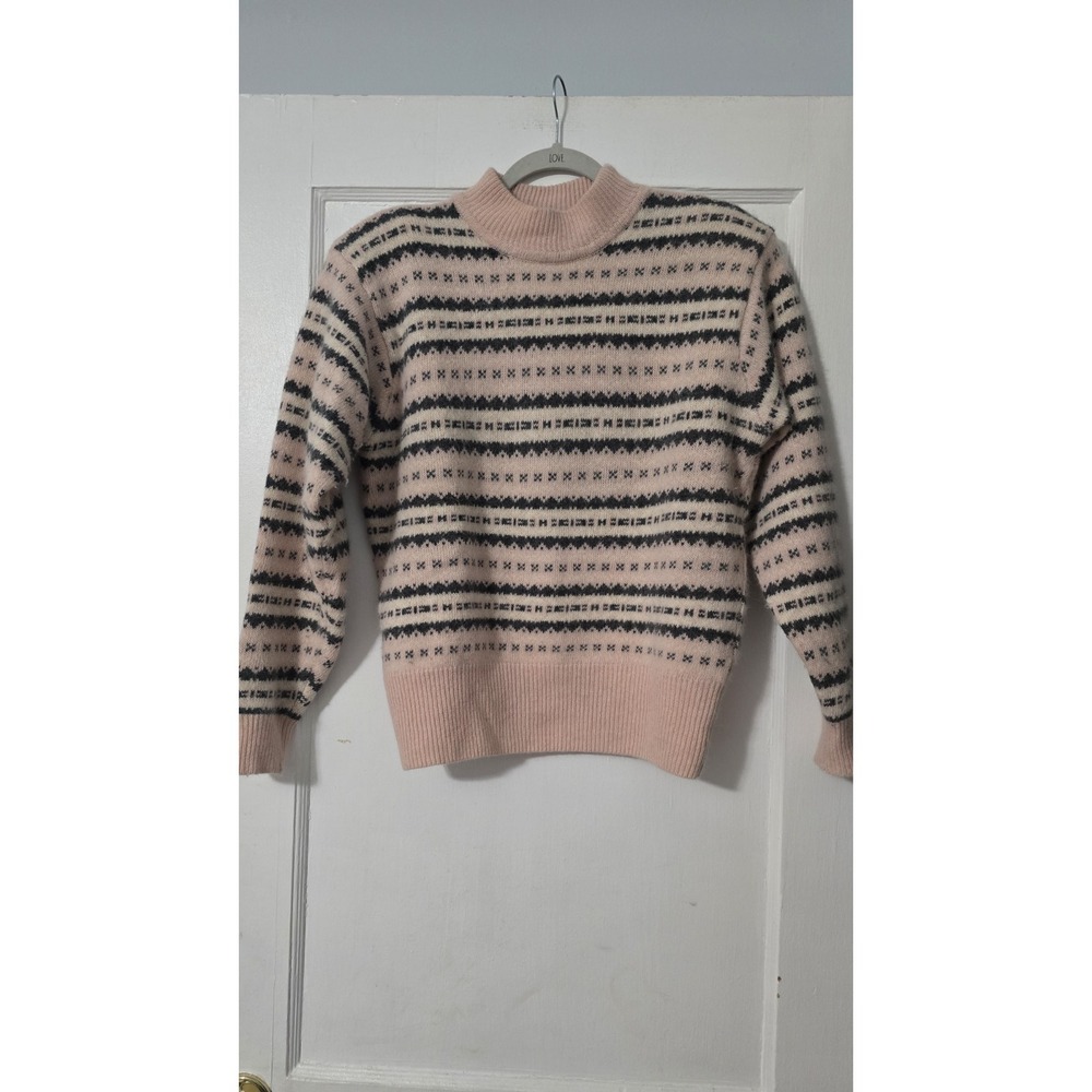 Vintage Liz Claiborne Sweater Sz Medium Preppy Lambswool Angora Striped Mom 90s - Picture 1 of 5